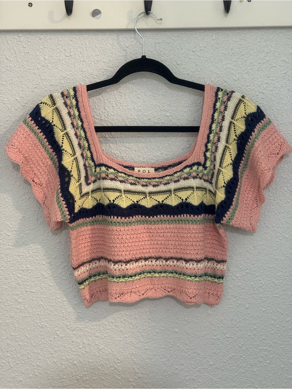 POL Bohemian Crochet Knit Crop Top